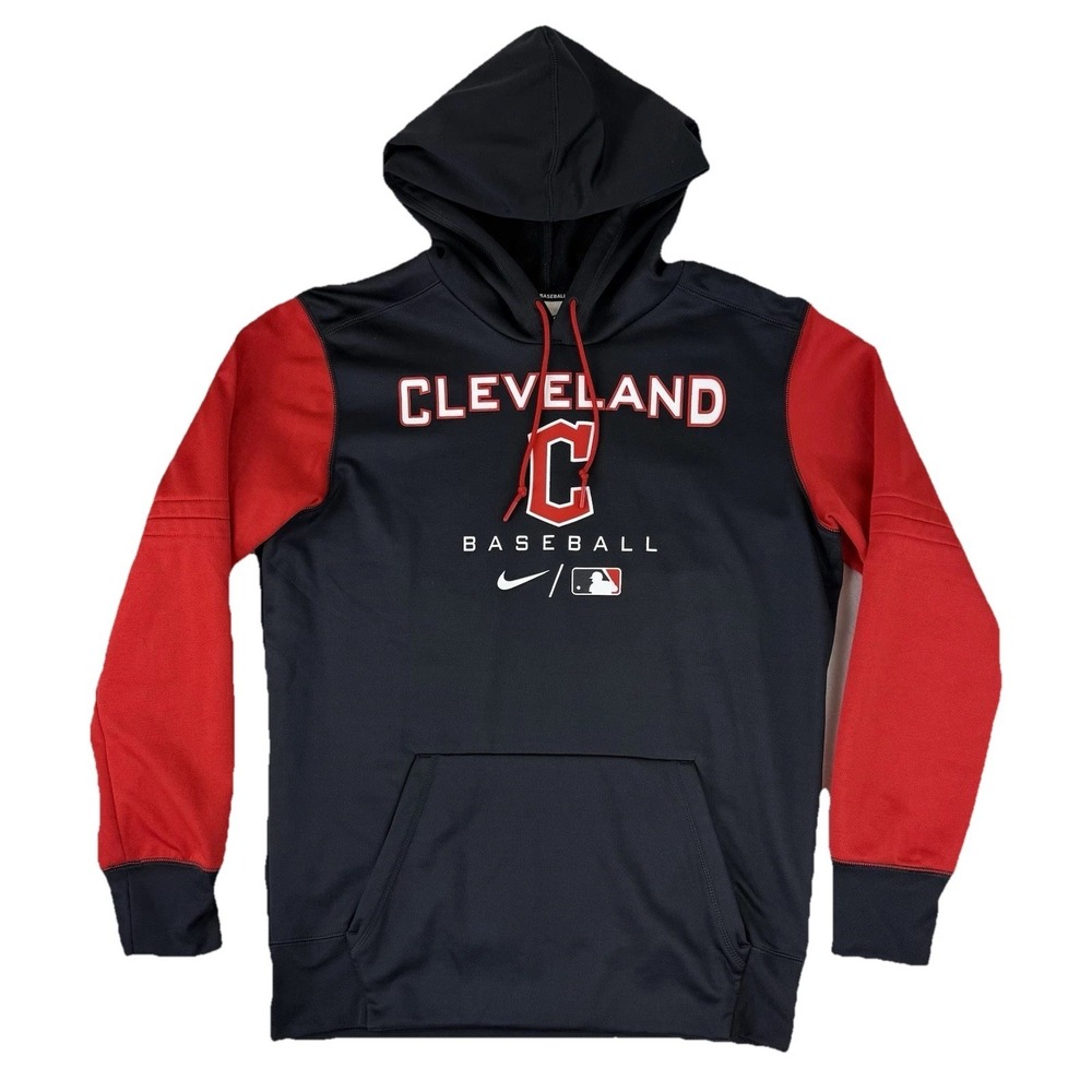 Nike Cleveland Guardians Hoodie Mens Medium Black Red Therma Fit MLB Sweatshirt